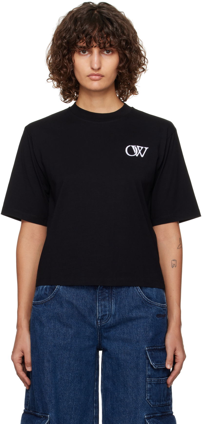 T-paita Off-White Black Boxy T-Shirt With Logo Musta | OWAA124F24JER0081001