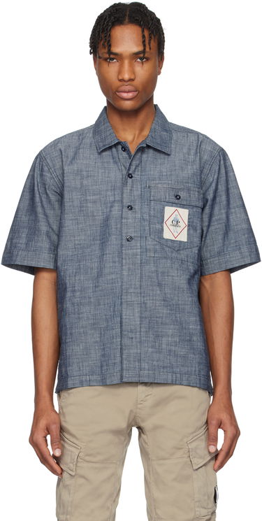 Paita C.P. Company C.P. Company Chambray Short Sleeve Shirt Sininen | 18CMSH151A-110065W, 0