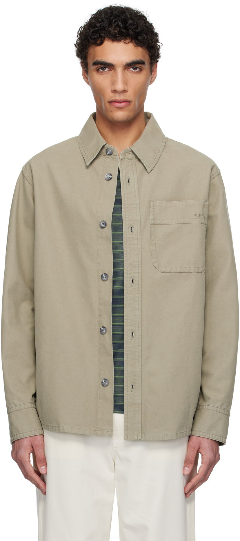 Paita A.P.C. A.P.C. Basile Chest Pocket Overshirt Beige | COGBJ-H02918