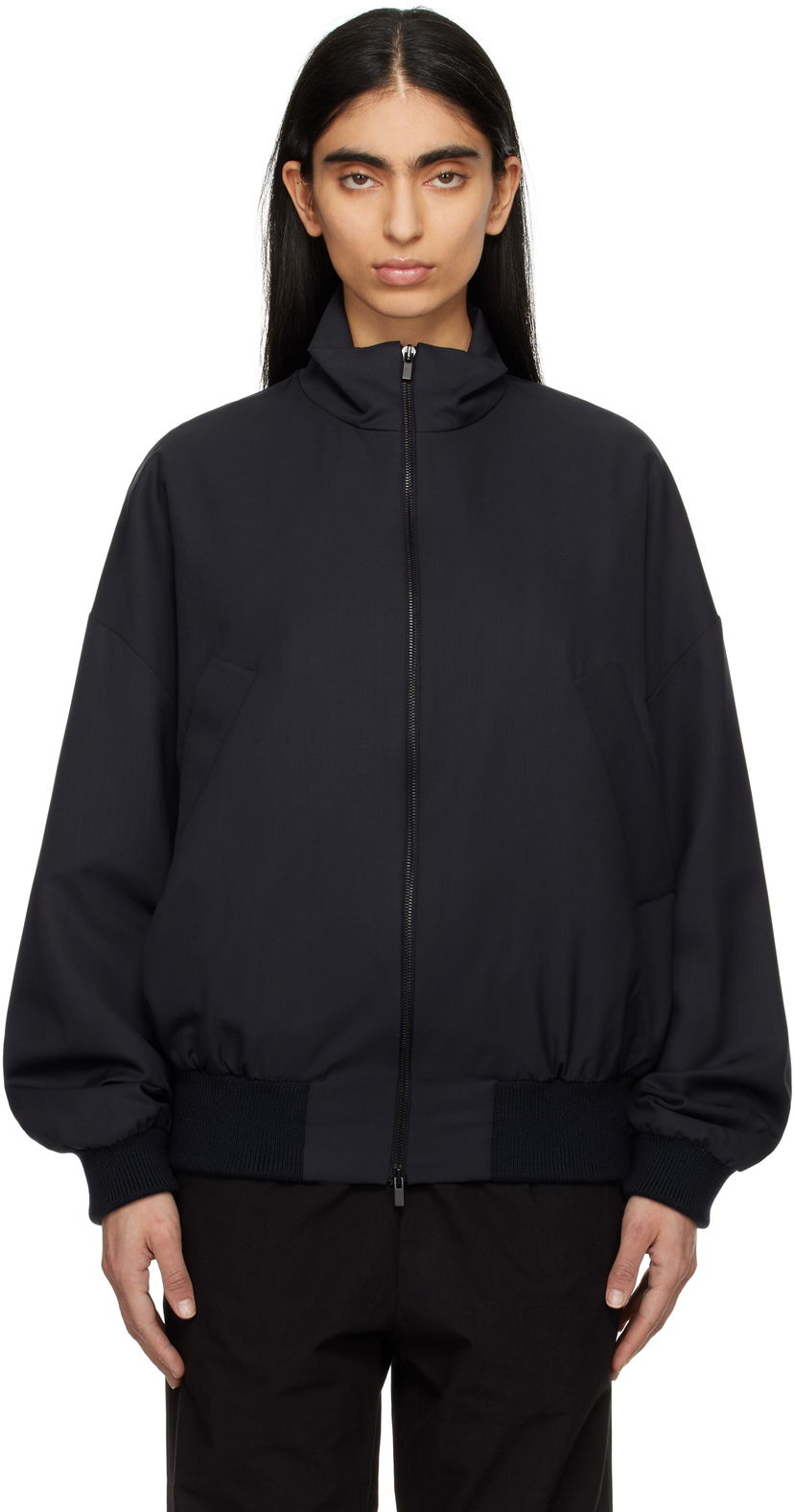 Bomber-takki Fear of God Fear of God Wool High Neck Track Jacket Musta | FGE230-327HTW