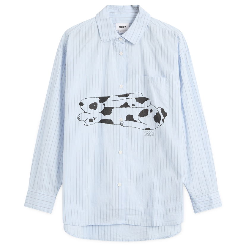 Paita OBEY Beverly Graphic Long Sleeve Shirt, Size X-Small Sininen | 281200141-LBL