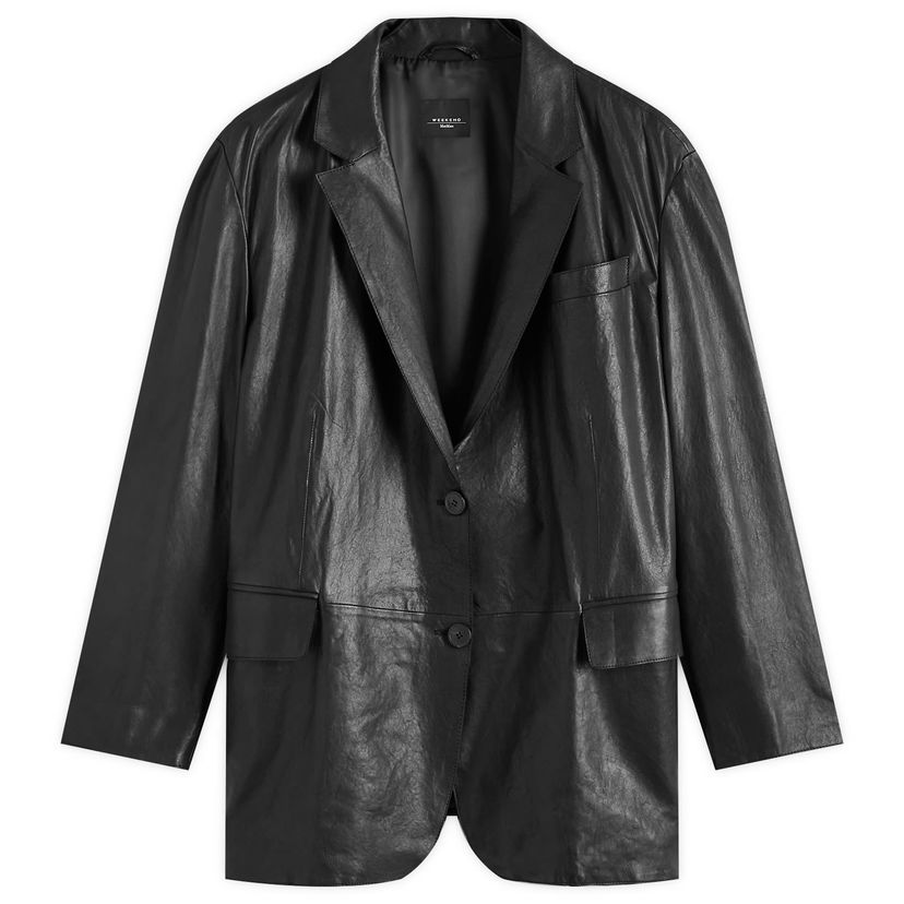Takki Max Mara Weekend Max Mara Marat Leather Jacket Musta | 2515441031600