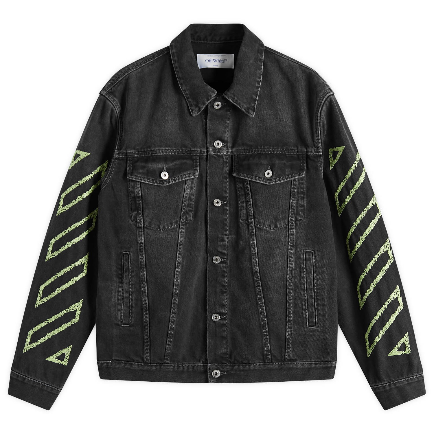 Takki Off-White Off-White Diagonal Outline Denim Jacket, Size Large Musta | OMYE09BS25DEN0041350, 1