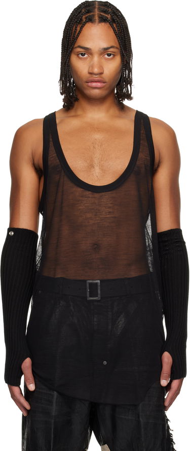 Tankkitoppi Rick Owens Concordians Pony Sheer Deep Scoop-Neck Tank Top Musta | RR02E1101 JWR, 0