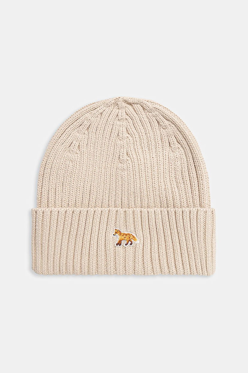 Pipo MAISON KITSUNÉ Maison Kitsuné Baby Fox Ribbed Knit Beanie Beige | PW06103KT1140