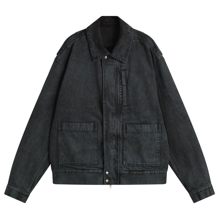 Takki Dries Van Noten Dries Van Noten Heavy Weight Denim Washed Jacket Musta | 252-020578-2391-508