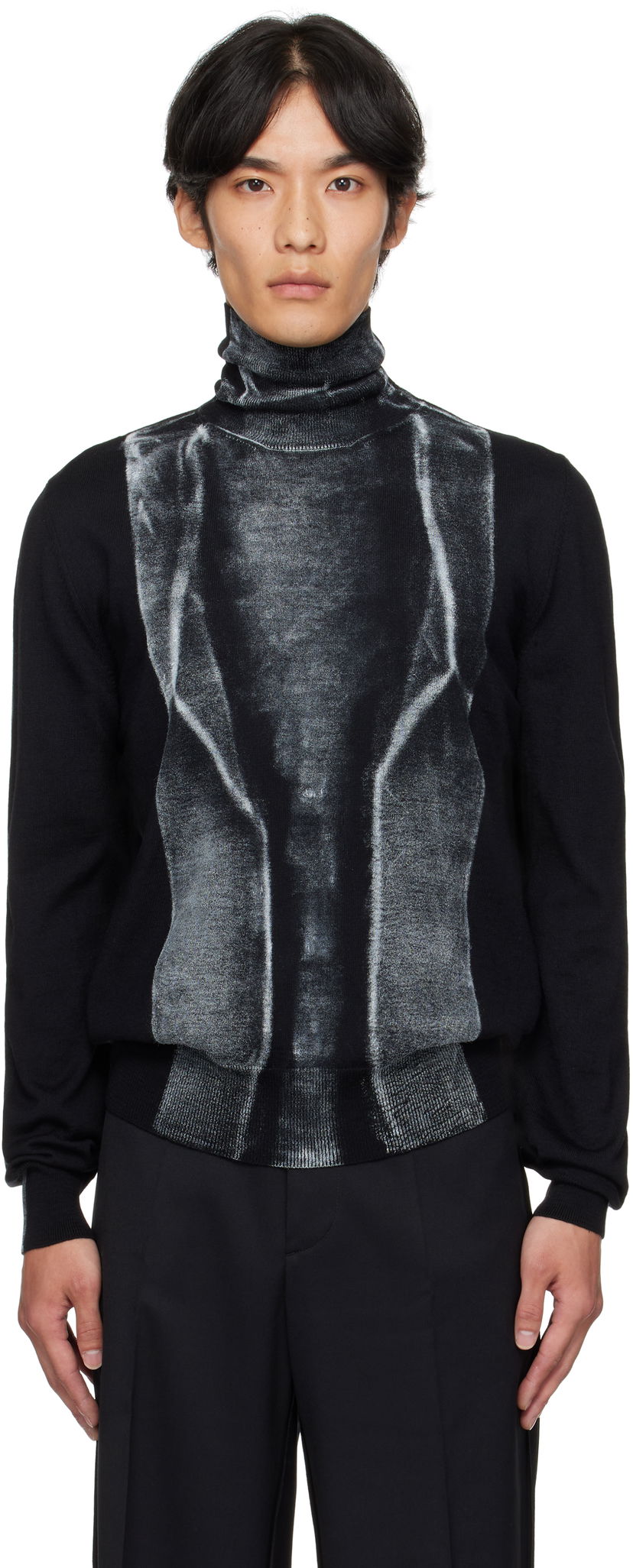 Villapaita Maison Margiela MM6 Maison Margiela Folded Print Turtleneck Sweater Musta | SH0HA0005 M13129