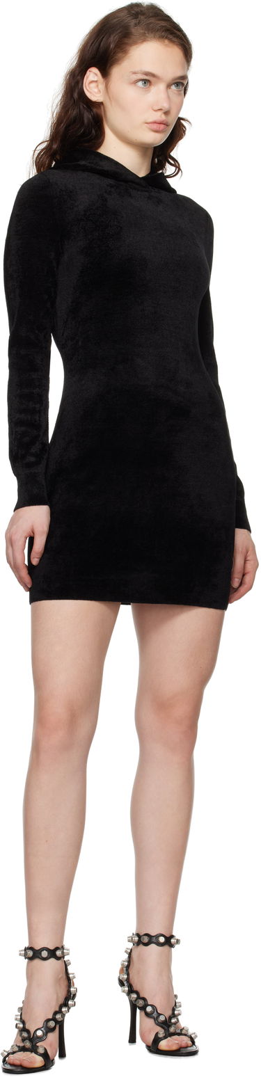 Mekko Alexander Wang Alexander Wang.t Embossed Logo Hoodie Minidress Musta | 4KC4243014, 3