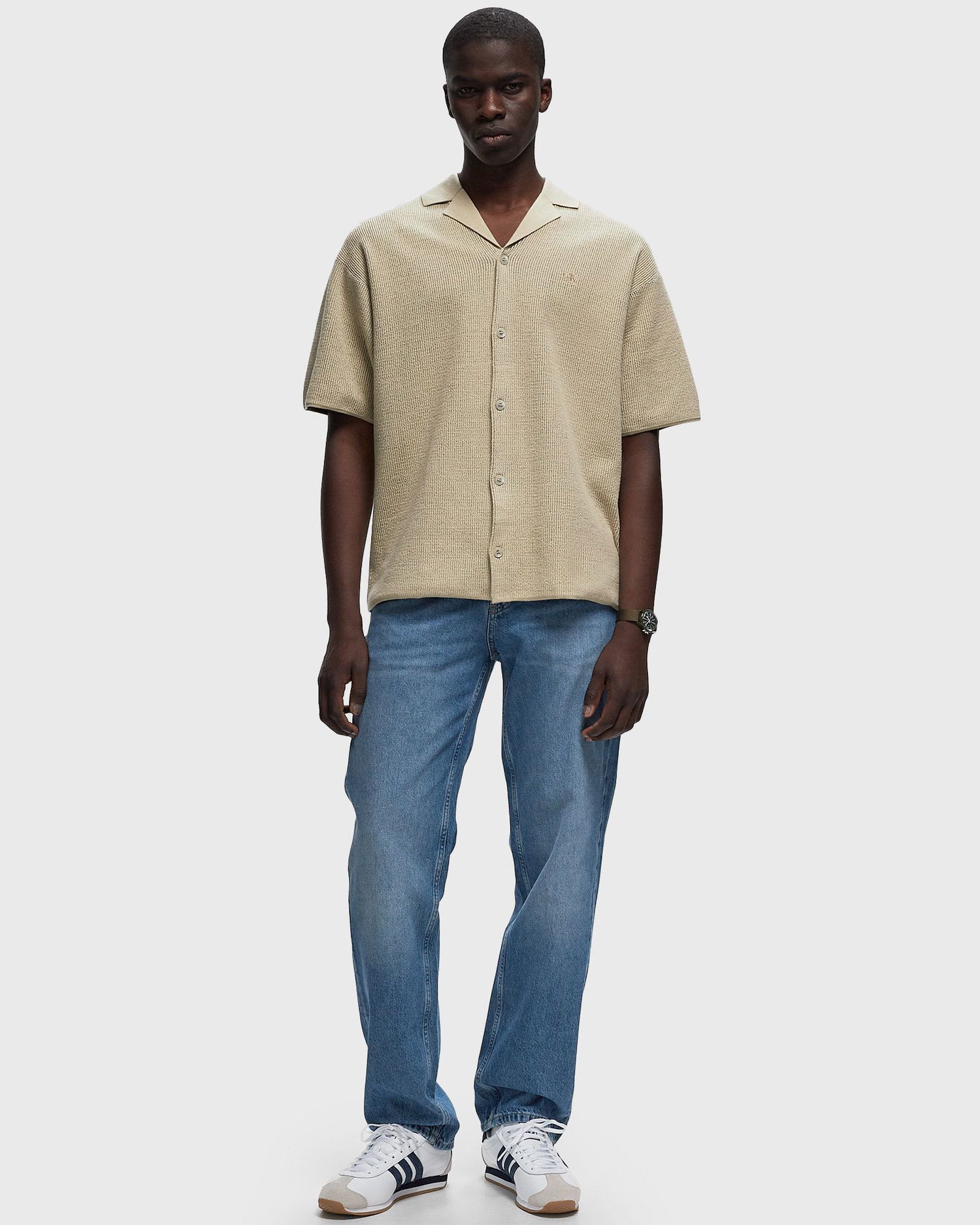 Villapaita CALVIN KLEIN SS TEXTURE SWEATER CAMP COLLAR Beige | J30J325675RAE, 1