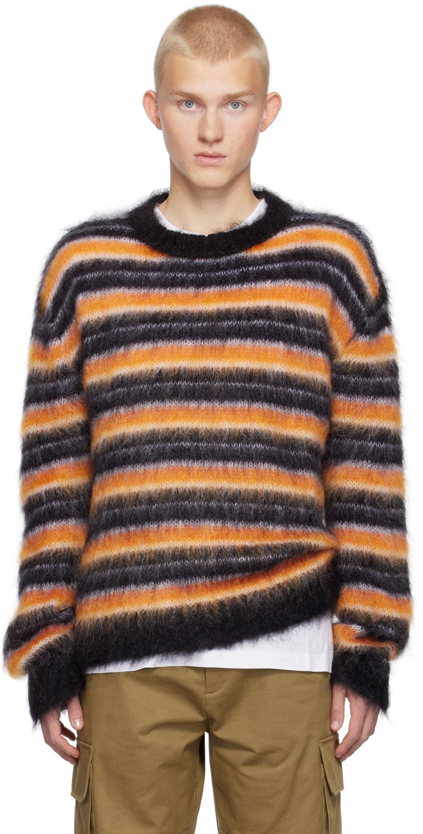 Villapaita Marni Striped Fuzzy Sweater Musta | GCMG0161Q0 UFU174