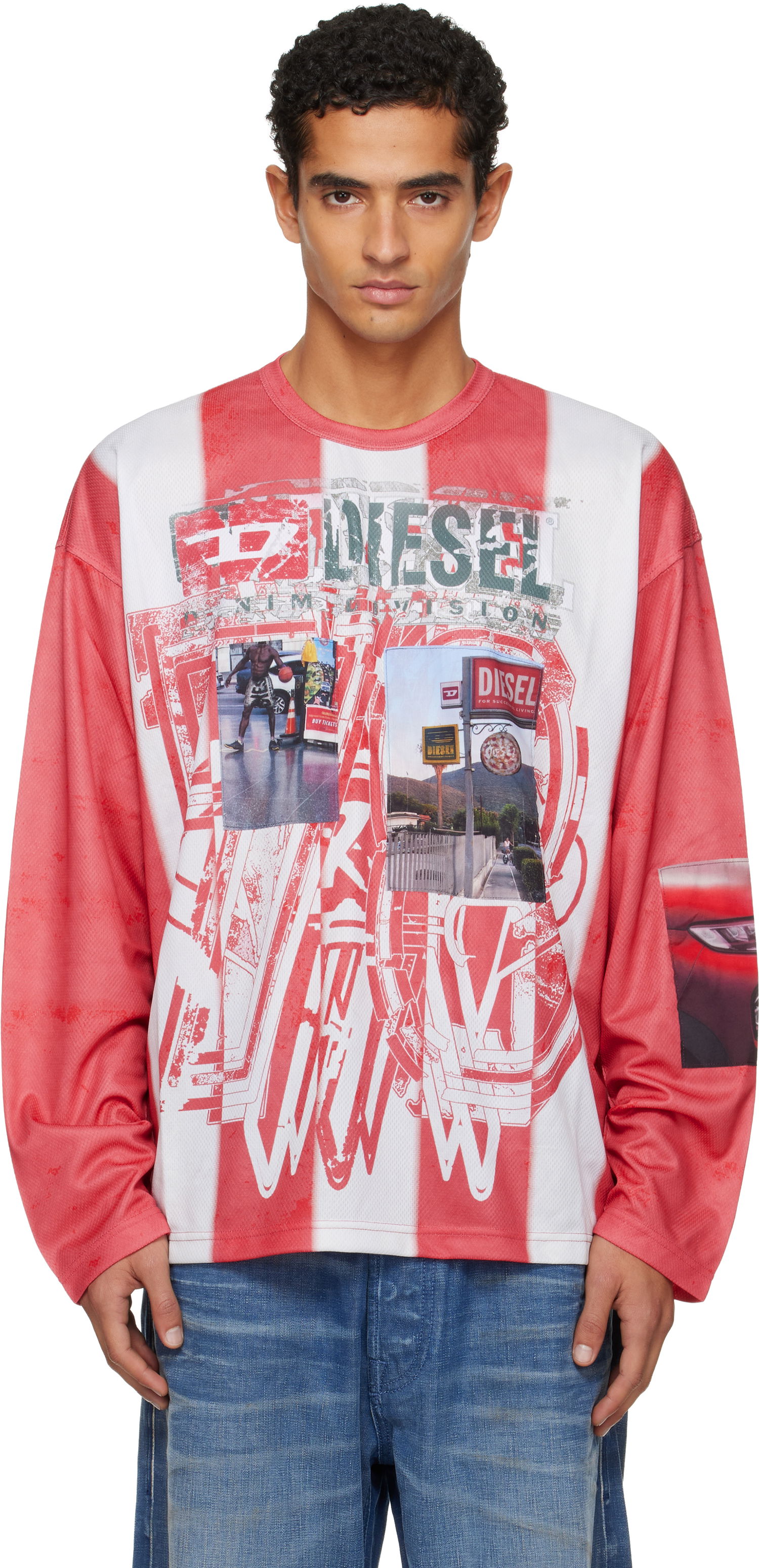 T-paita Diesel T-Ruby Striped Graphic Long Sleeve T-Shirt Monivärinen | A19539-0LKCC-42AA, 0