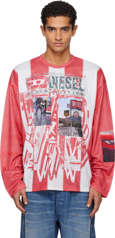 T-paita Diesel T-Ruby Striped Graphic Long Sleeve T-Shirt Monivärinen | A19539-0LKCC-42AA, 0