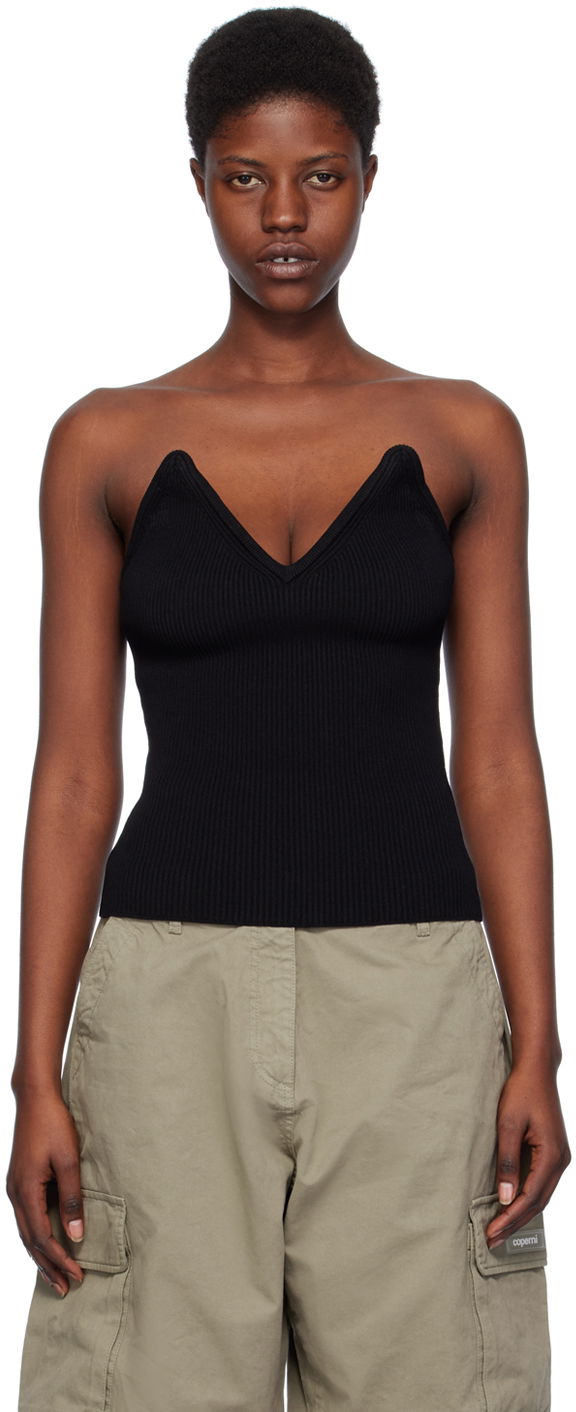 Tankkitoppi Coperni Coperni V-Neck Ribbed Knit Camisole Musta | COPML90852