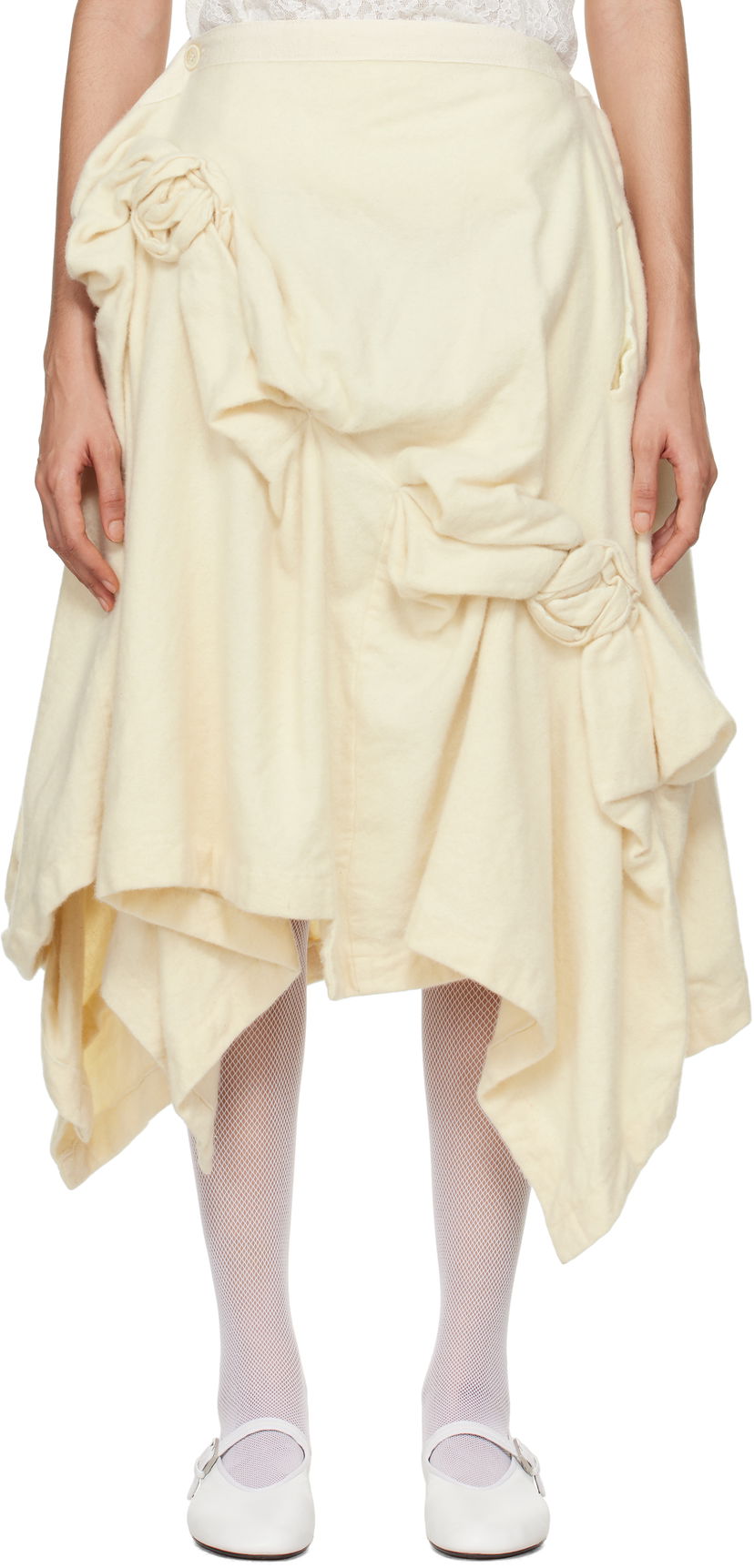 Hame Comme des Garçons Comme Des Garcons Wool Midi Skirt Beige | TN-S013-051