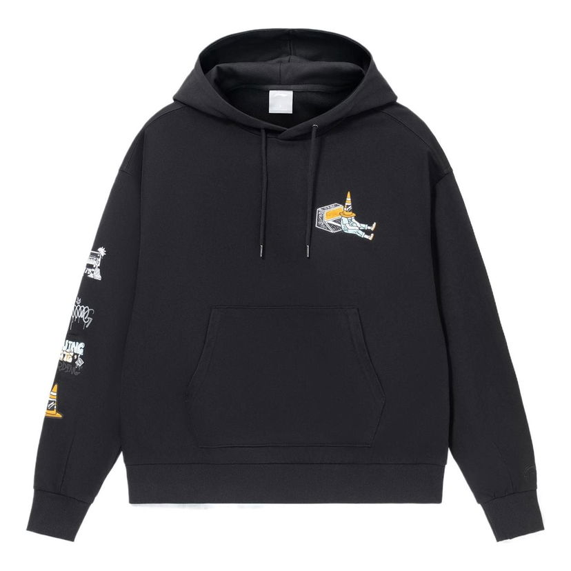 Huppari Li-Ning Skateboard Series Loose Fit Graphic Print Hoodie Musta | AWDS177-4