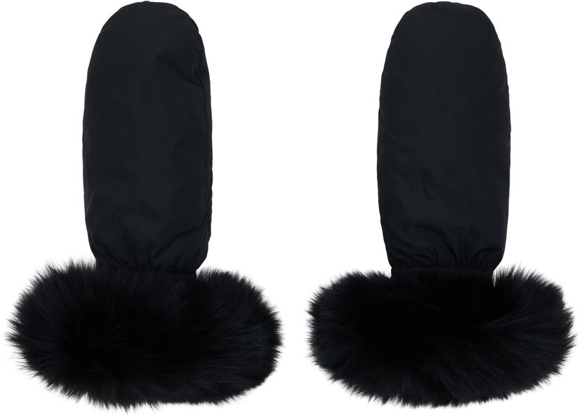 Käsineet Yves Salomon Yves Salomon Fox Fur & Down Mittens Musta | 26W23WAA617XXDOTM