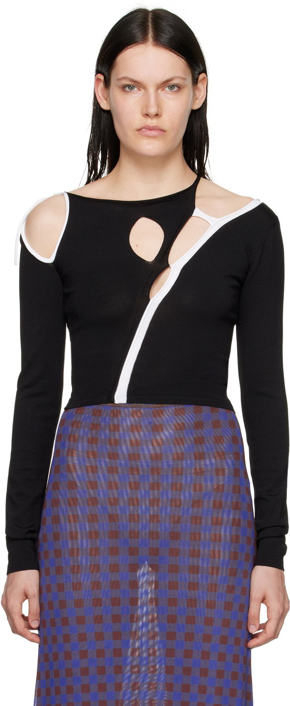 T-paita Ottolinger Ottolinger Strap Cutout Long Sleeve T-Shirt Musta | 703001