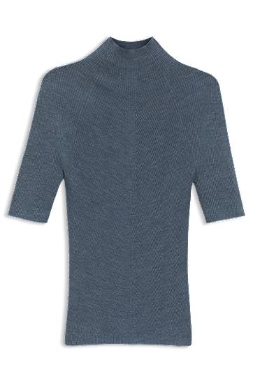 Villapaita BOSS Merino Wool Mock-Neck Sweater Sininen | 50542885