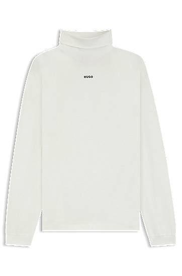 T-paita BOSS Rollneck long-sleeve logo T-shirt in cotton Valkoinen | 50547372, 0