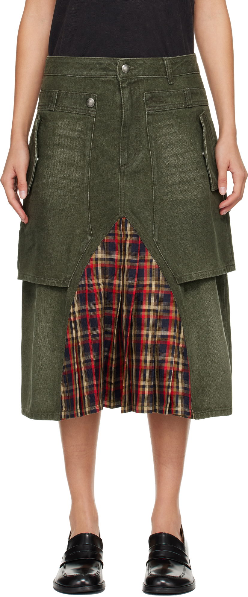 Hame Andersson Bell Raptor Layered Pleats Denim Midi Skirt Monivärinen | apa860w