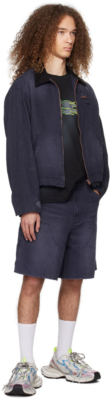 Takki We11done We11done Distressed Denim Jacket Tummansininen | WD-DJ0-24-381-U-NV, 3