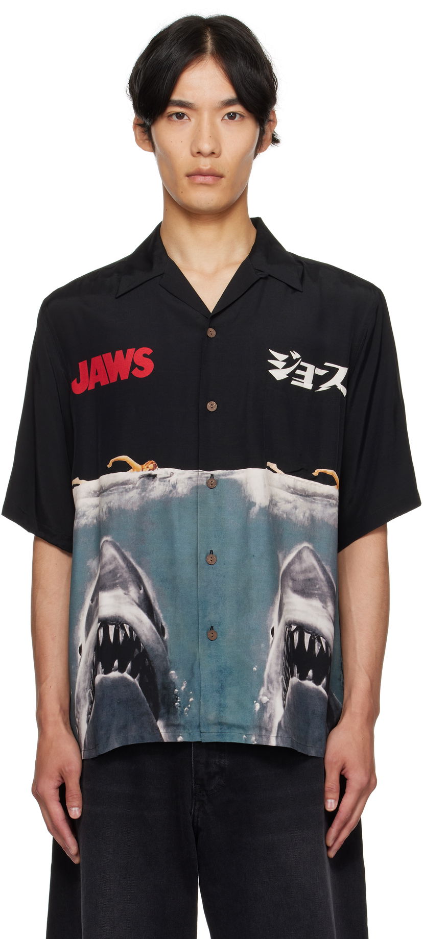Paita WACKO MARIA WACKO MARIA 'Jaws' Short Sleeve Shirt Musta | JAWS-WM-HI01