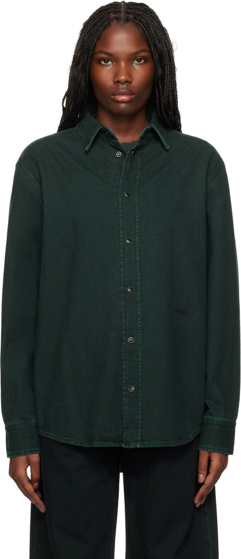 Paita 032C Denim Shirt Vihreä | F24-URD-1341-450-W
