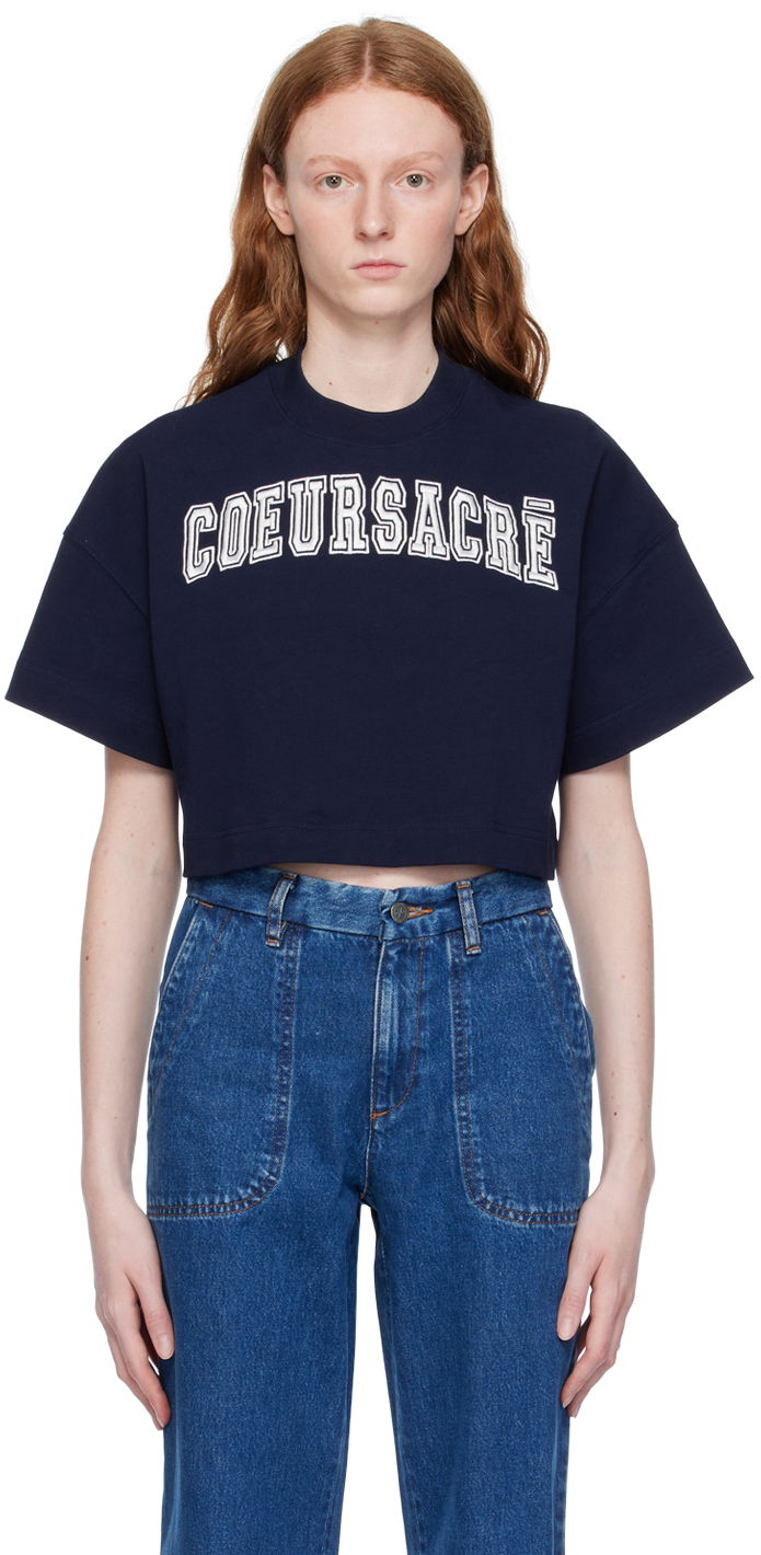 T-paita AMI 'Coeur Sacré' T-Shirt Tummansininen | FTS009.726, 0