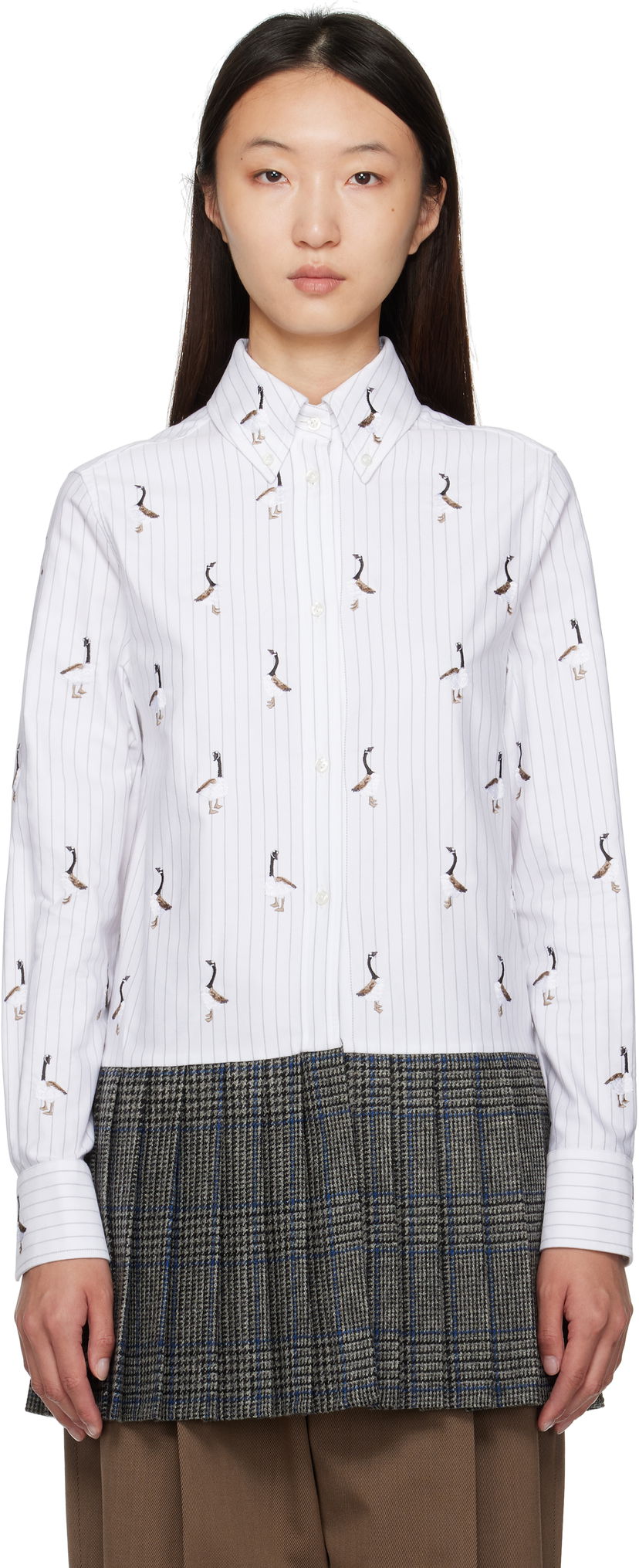 Mekko Thom Browne Thom Browne Goose Print Shirtdress Valkoinen | FDSF35E-E1374