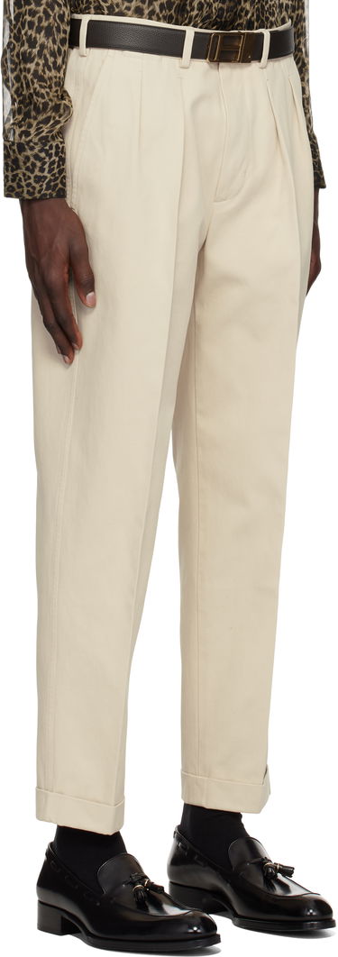Housut Tom Ford TOM FORD Double Pleat Gabardine Trousers Beige | SHP004-FMC187S25, 1