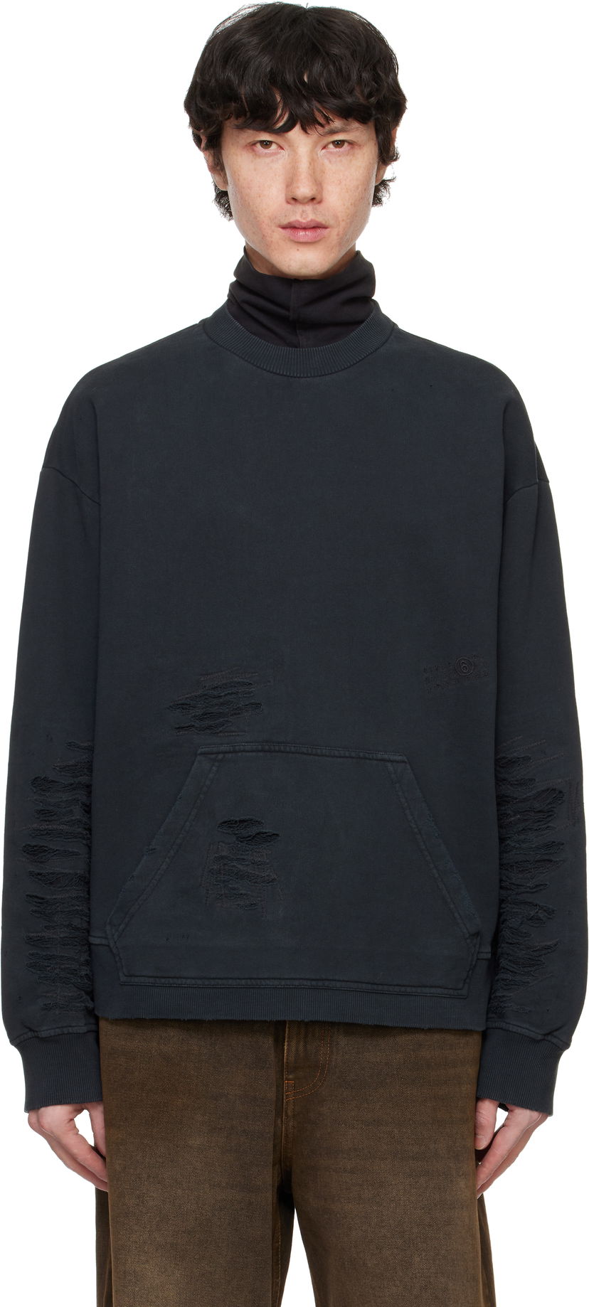 Huppari Maison Margiela Distressed Sweatshirt Musta | SH2GU0010 M25004