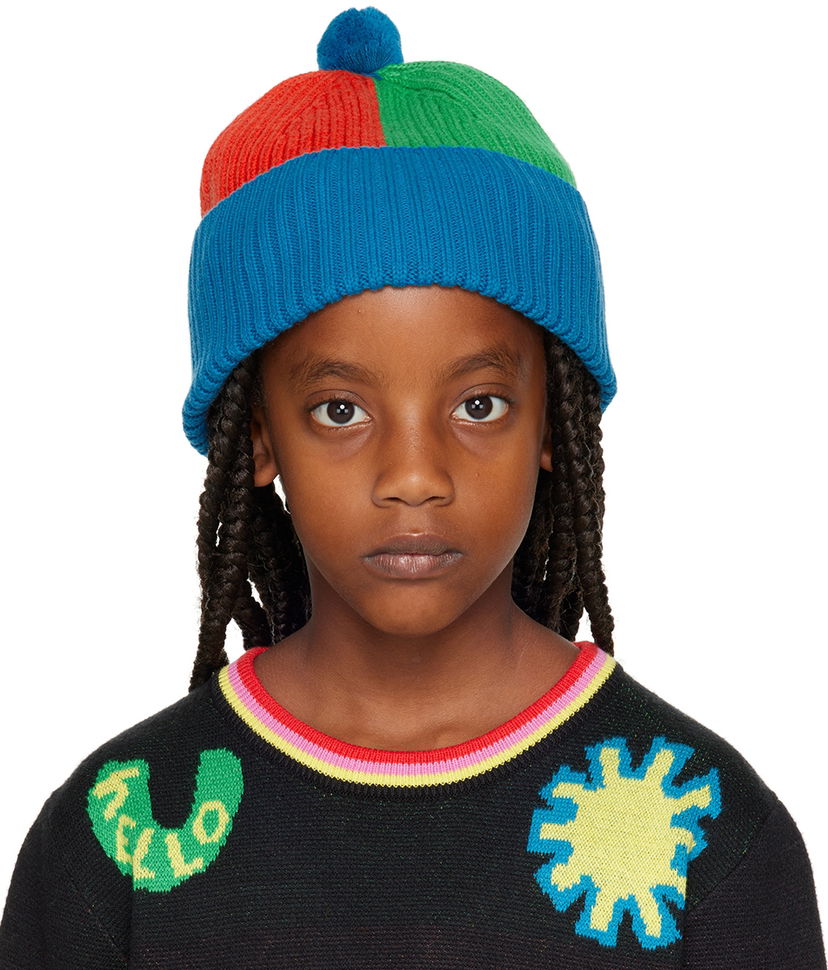 Pipo Stella McCartney Stella McCartney Kids' Colorblock Pom-Pom Beanie Monivärinen | 8R0O37 Z0783