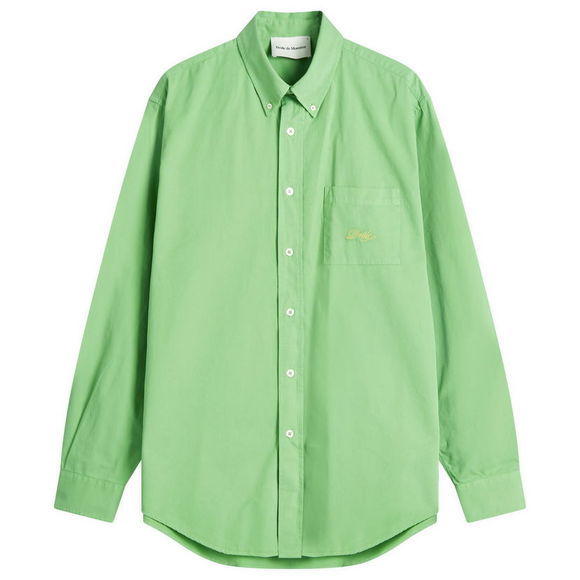 Paita Drôle de Monsieur Oxford Cotton Long Sleeve Shirt, Size Large Vihreä | G-SH195-CO178-AV