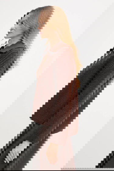 Villapaita Barbour Barbour ROBYN Wool Blend Collared Sweater Ruskea | LKN1675, 3