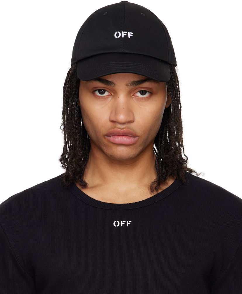 Korkki Off-White Off-White Baseball Cap with Logo Stamp Musta | OMLA049C99FAB0041001