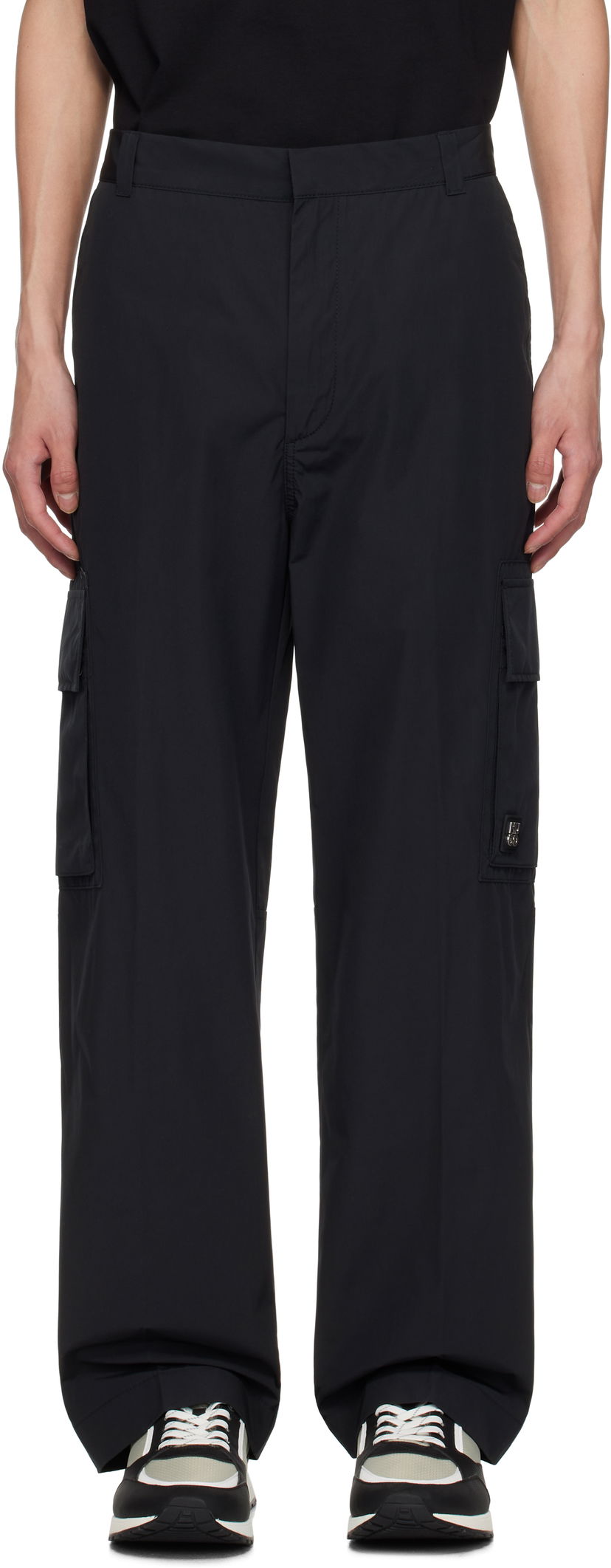 Cargo housut BOSS Hugo Regular-Fit Water-Repellent Cargo Trousers Musta | 50530813
