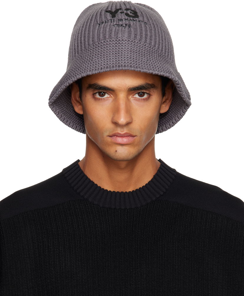 Hattu Y-3 Y-3 Heritage Knit Bucket Hat Harmaa | KC0436