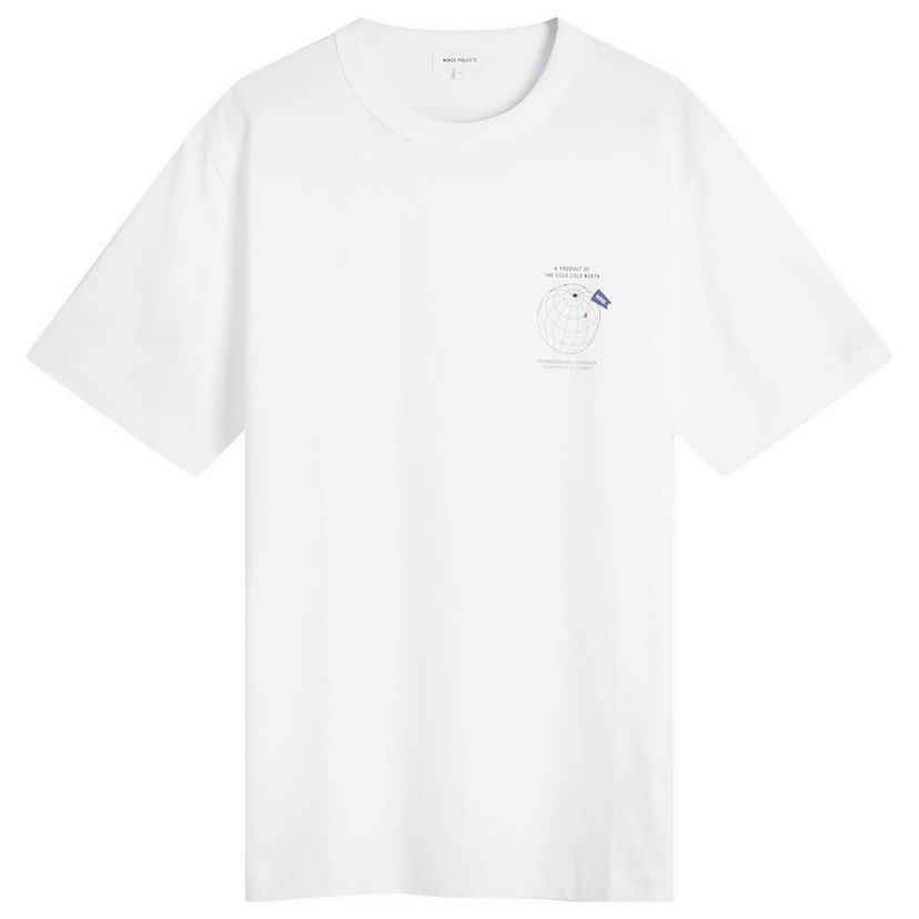 T-paita NORSE PROJECTS Norse Projects Holger Globe Print T-Shirt, Size Large Valkoinen | N01-0682-0001