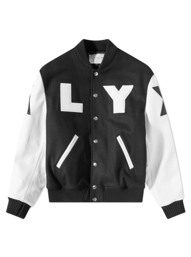 Bomber-takki 1017 ALYX 9SM Leather Sleeve Logo Varsity Jacket Musta | AAMOU0319FA01-MTY0001