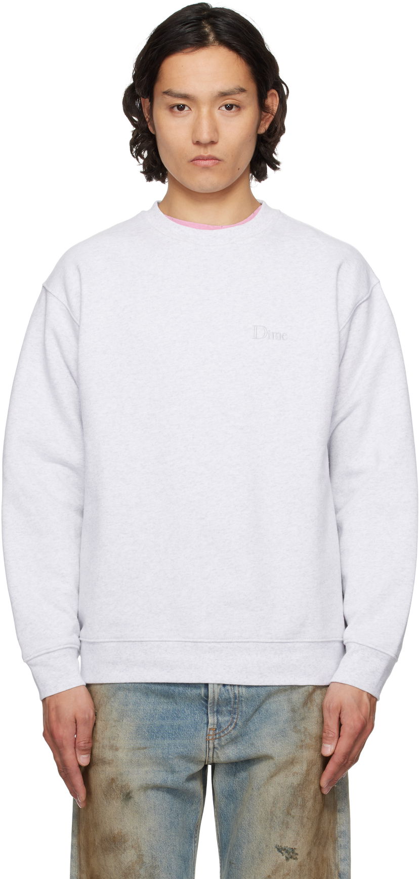 Villapaita Dime Dime Classic Small Logo Crewneck Sweatshirt Harmaa | DIMESP2538ASH