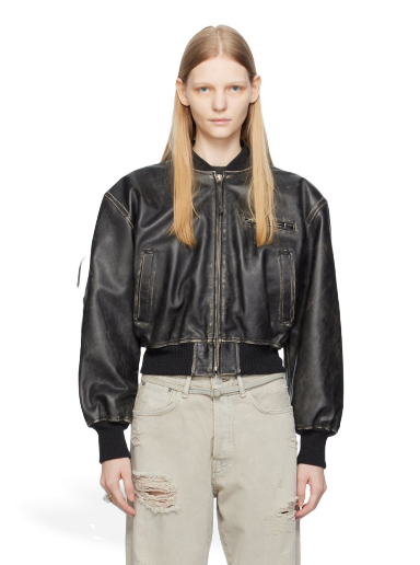 Bomber-takki Acne Studios Distressed Leather Musta | A70155-