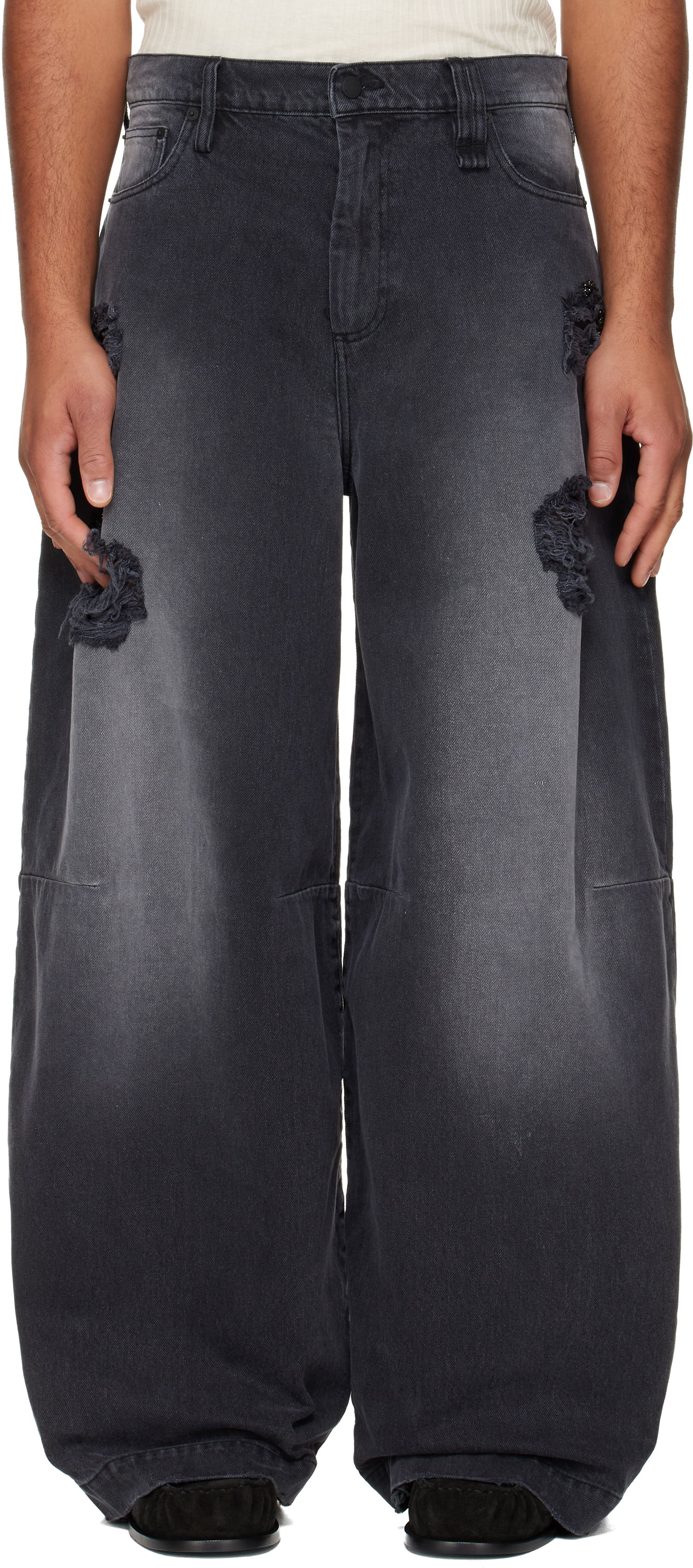 Jeans Simone Rocha Simone Rocha Embellished Wide Leg Puddle Jeans Musta | 4162B 1239D, 0