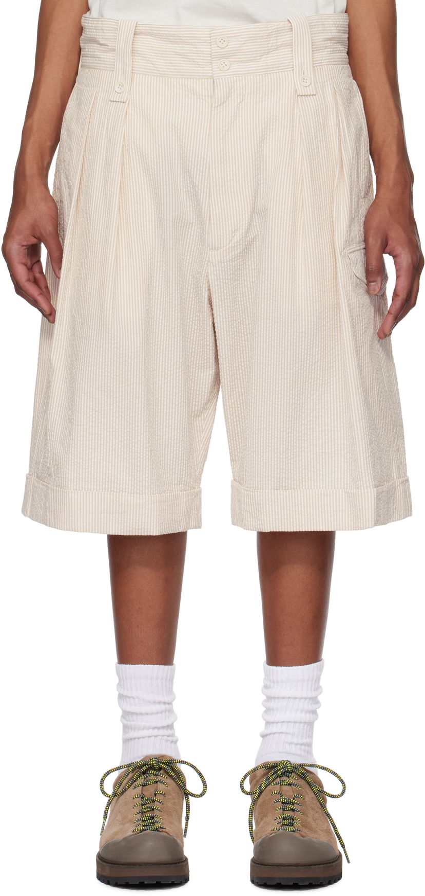Shortsit Engineered Garments Engineered Garments Gurkha Seersucker Shorts Beige | 25S1E005