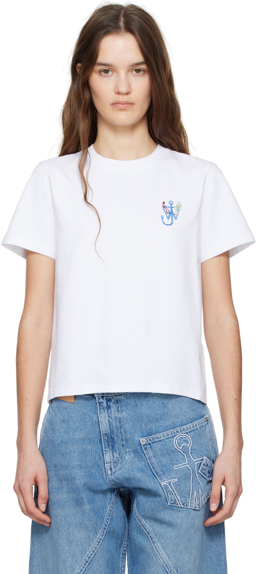 T-paita JW Anderson JW Anderson Anchor Embroidery T-Shirt Valkoinen | JT0269-PG1510