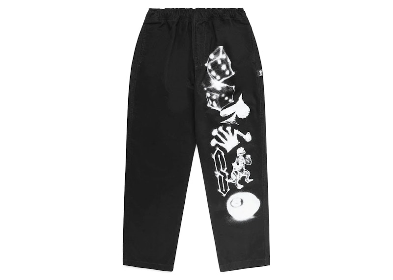 Cargo housut Stüssy Airbrush Icon Beach Pants Musta | 116622_BLAC