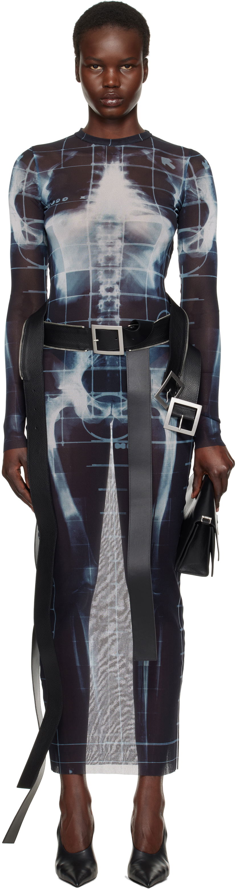 Mekko Jean Paul Gaultier Jean Paul Gaultier 'The Squeletor' Mesh Maxi Dress Sininen | 25/33-F-RO309-T580-005956