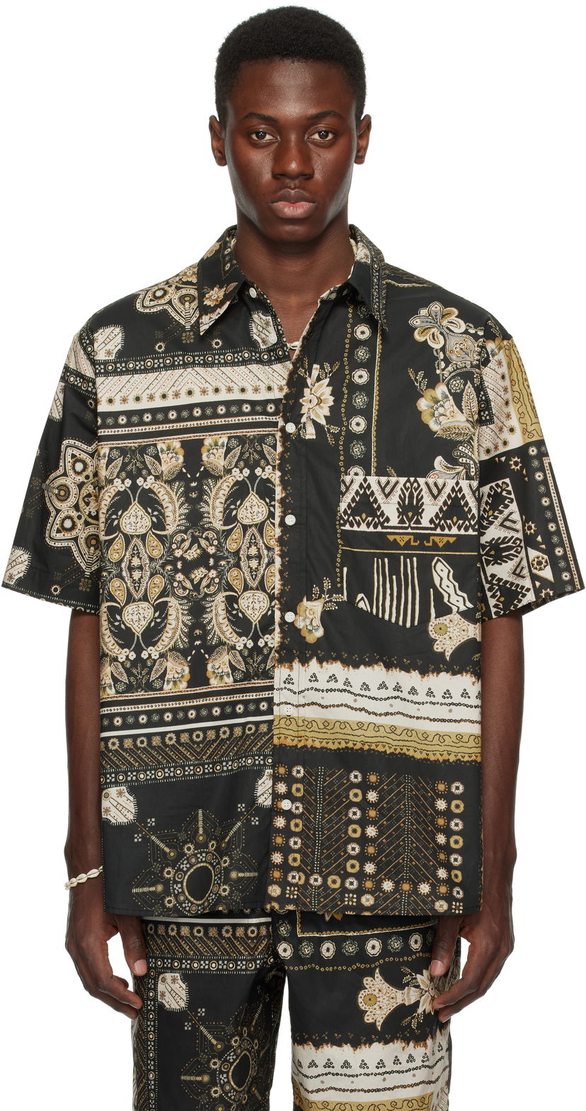 Paita ISABEL MARANT Isabel Marant Garlonn Patchwork Print Shirt Musta | 25PCH0216HA-C1I09H