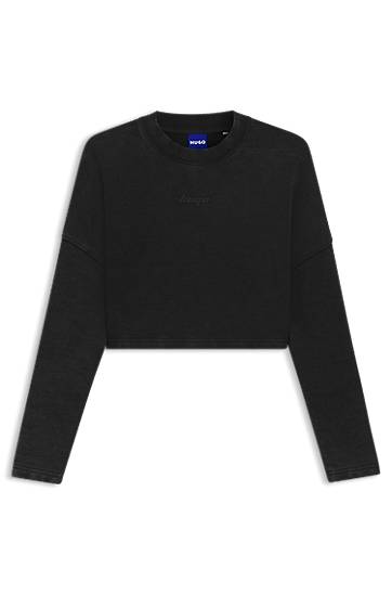 Crop top BOSS Cropped Cotton Sweatshirt Musta | 50545035