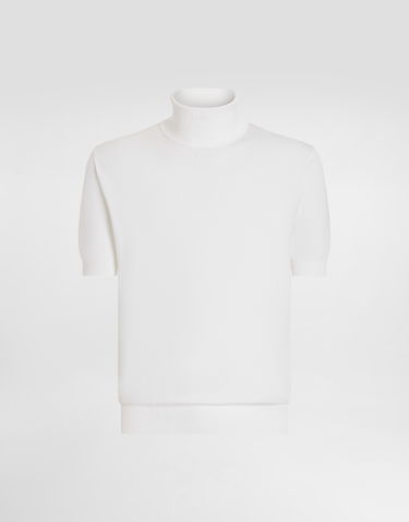 Villapaita Dolce & Gabbana Dolce & Gabbana Short-Sleeved Cotton Turtleneck Valkoinen | GXW49TJBCFVW0001, 0