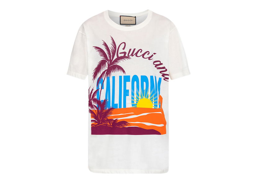 T-paita Gucci California Oversized T-shirt White Valkoinen | 615044 XJED0 9095